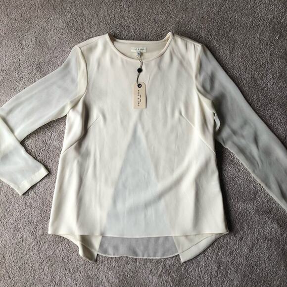 NEW Rag & bone Ivory open sheer Harper blouse SZ MED - Picture 2 of 6